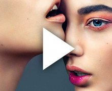 Rosa Augen-Make-Up und „stained“ Lippen